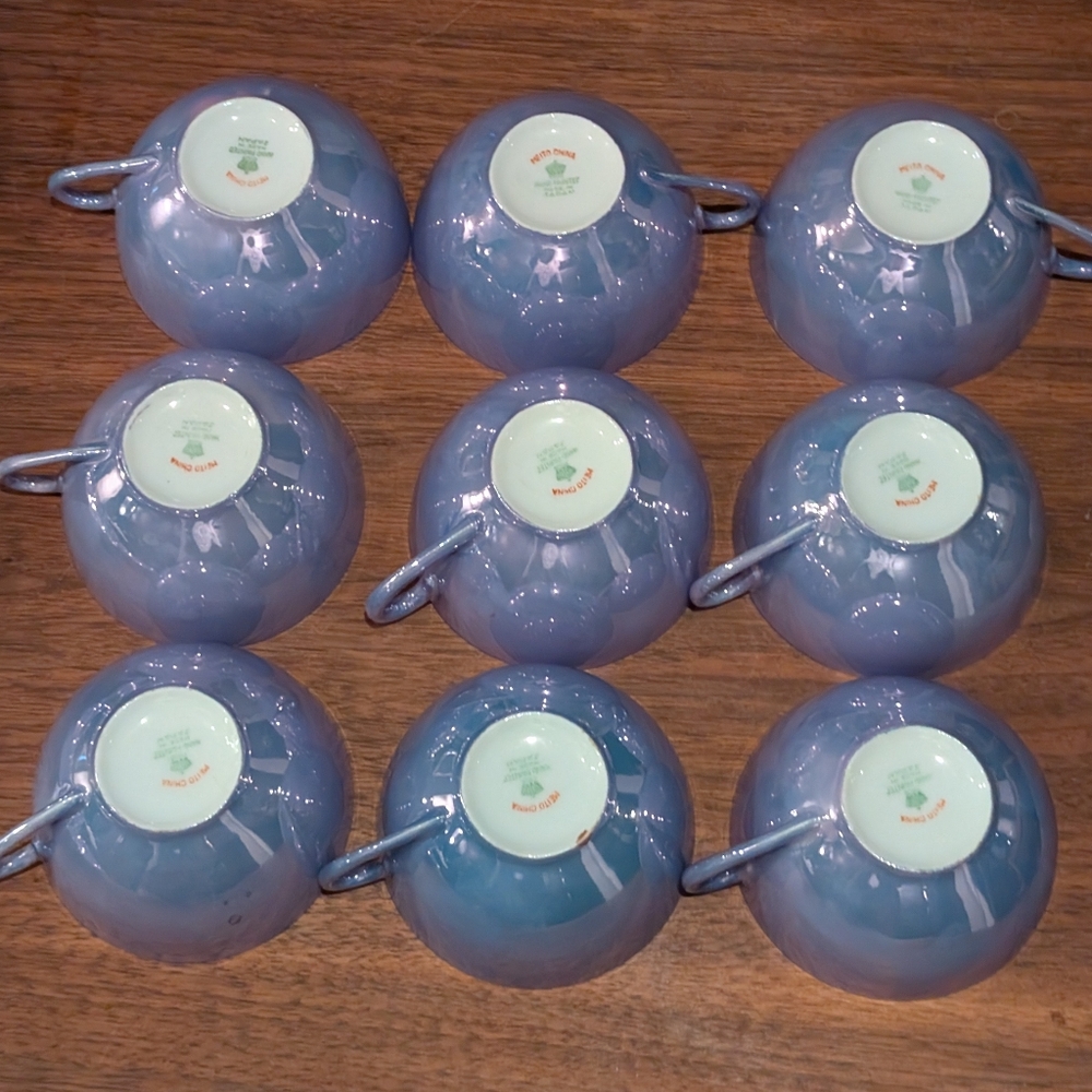 Vintage Meito China Tea Cups & Saucers – Set of 9 – Hand Painted – Made in Japan - Picture 6 of 8